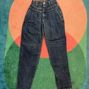 Vintage Lee Jeans Denim 80s 90s Blue Move High Waisted Pleated Front Tapered Leg